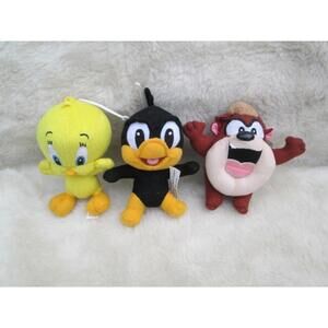 1999 Warner Bros Baby Looney Tunes Plush Lot Tweety Taz Daffy 5" Stuffed Toys